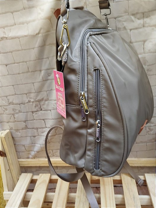 Mochila Baoluolan Cinza - Preta nylon