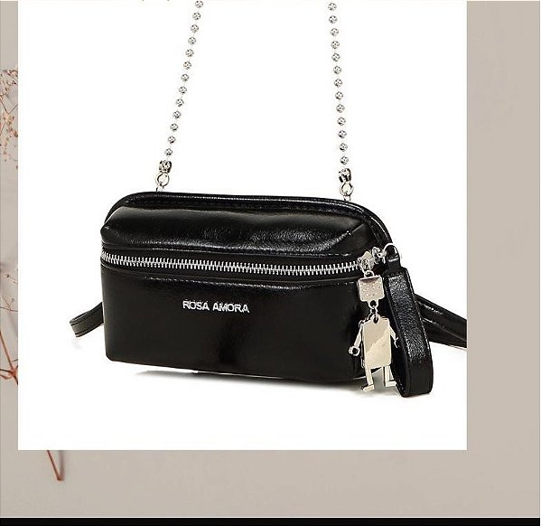 Bolsa Rosa Amora Preta Pequena