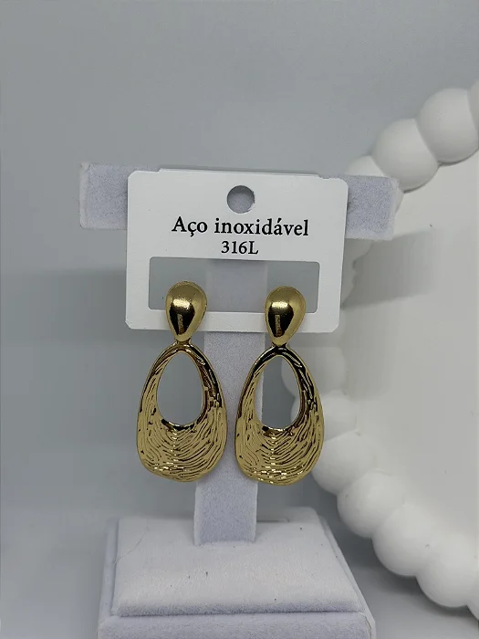 Brinco aco inox dourado