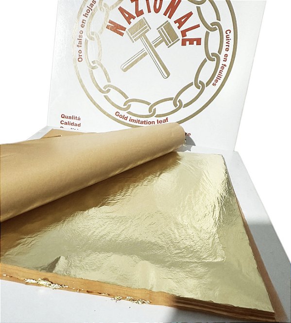 100 Folhas De Ouro 16x16 Italiana separadas com seda