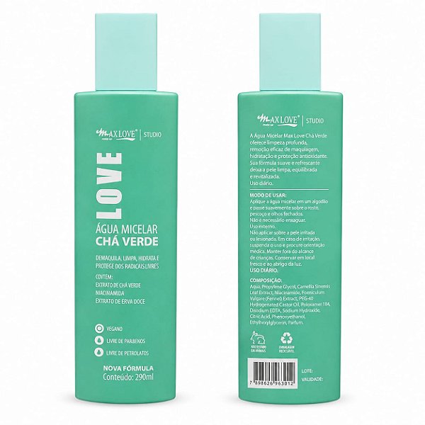 Água Micelar Chá Verde - Max Love
