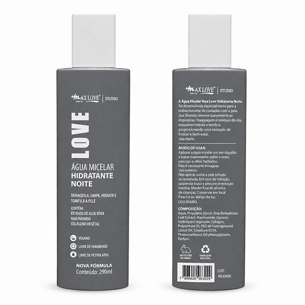 Água Micelar Love Hidratante Noite – Max Love