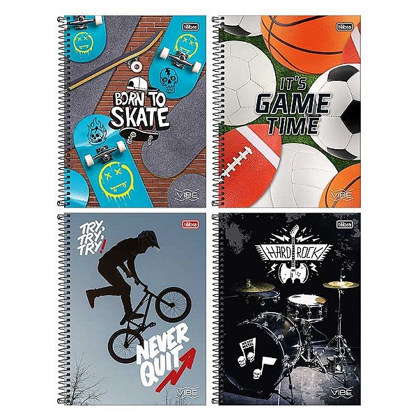 Caderno Capa Dura 01X1 80 Folhas Vibe Masculino Tilibra