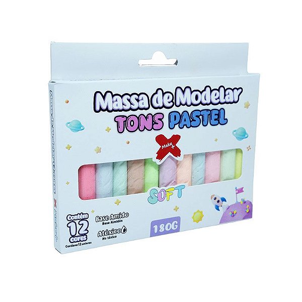 Massa Modelar Soft 12 Cores 180G Make+ Tons Pastel