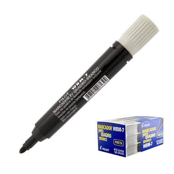 Marcador Quadro Branco Pilot Recarregável Preto WBM-7