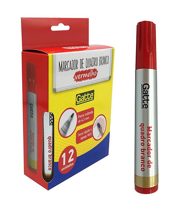 Marcador Quadro Branco Gatte Vermelho