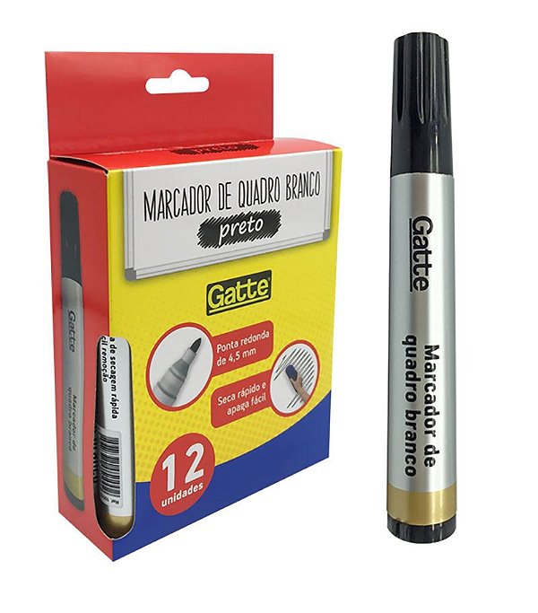 Marcador Quadro Branco Gatte Preto