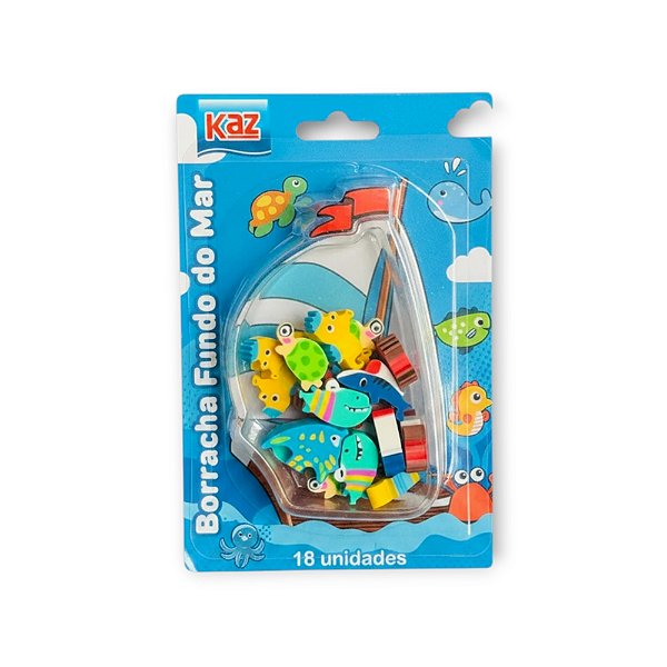 Borracha Fantasia Kaz Mini Fundo do Mar Blister com 18