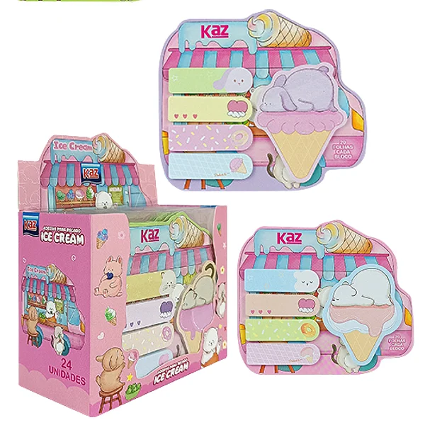 Bloco Adesivo Kaz Ice Cream 55x71 20 Folhas Pacote com 6