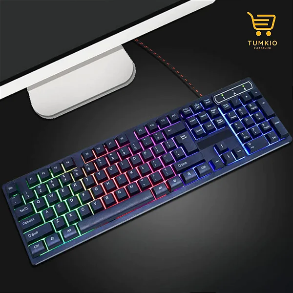 Teclado Gamer Semi Mecânico LED RGB ABNT2 USB PC/PS4/XBOX
