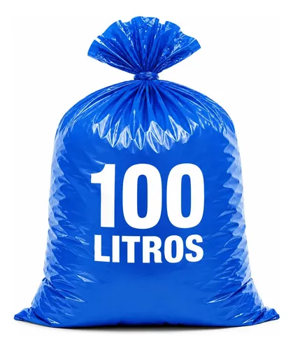 Saco para Lixo 100 Litros Azul– 90x95 cm – Pacote com 100 Unidades (4 kg)