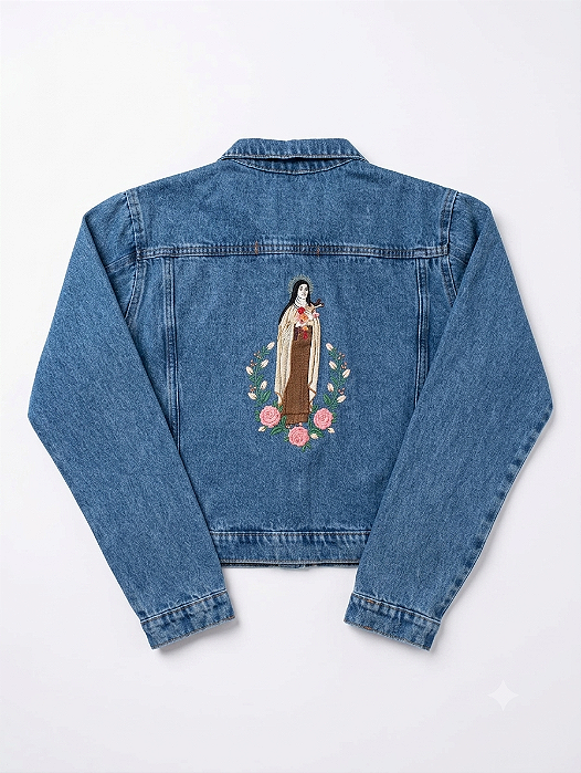 Jaqueta jeans Bordada.