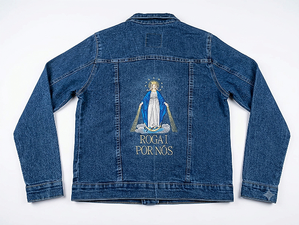 Jaqueta jeans Bordada.