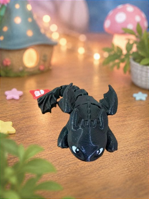 Dragão Preto Articulado em Impressão 3D