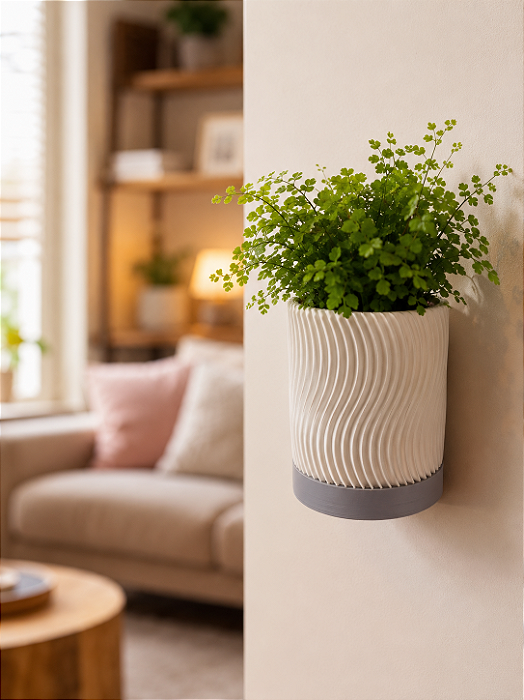 Vaso para plantas com suporte para parede