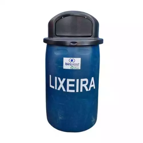 Lixeira 200 litros Bombona C/ Tampa Tipo Vai e Vem