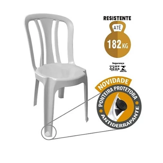 Kit 6 Cadeiras Plásticas Pretas Reforçadas | Empilháveis | Ideal para Casa, Festa e Comércio ATÉ 182KG