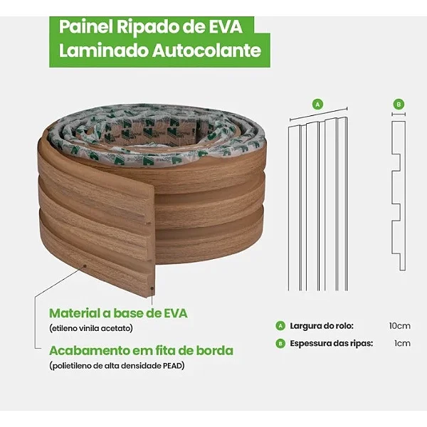 Painel Ripado Laminado Autocolante 2,5 Metros - Instalação Fácil e Flexível para Paredes Curvas