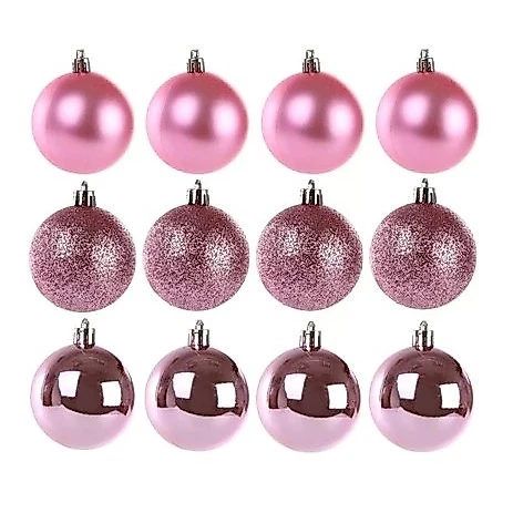 Kit Bola De Natal Lisa Rose 5cm Com 12 Unidades