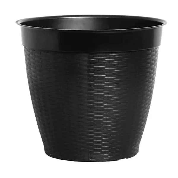 Vaso Plástico Redondo Rattan 44 litros Preto
