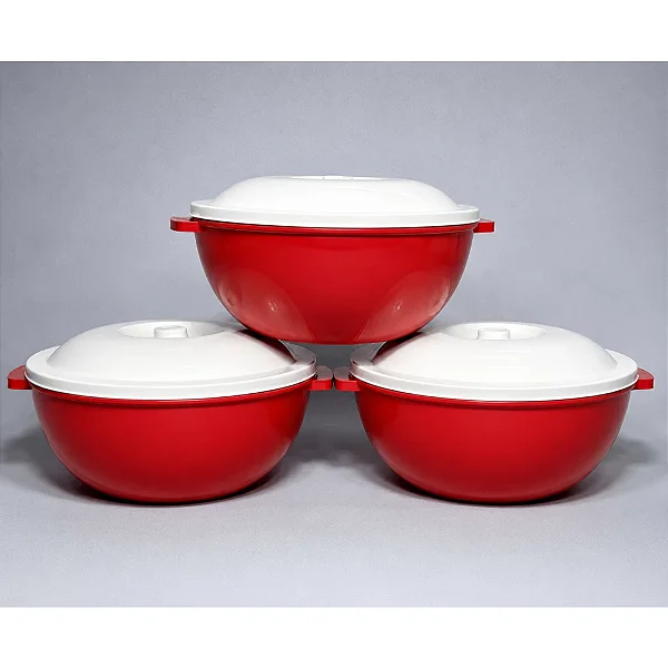 Kit Saladeiras Plásticas Com Tampa 22cm Multiuso Pote Organizador Mantimentos 15 Unidades