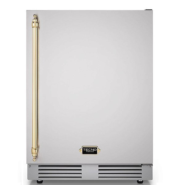 Freezer Tecno Vintage TR10FZDAV2 100L Inox - Baixo Ruído, LEDs 3 Cores, Sistema Autorestart, Painel Touch, Gavetas Cromadas