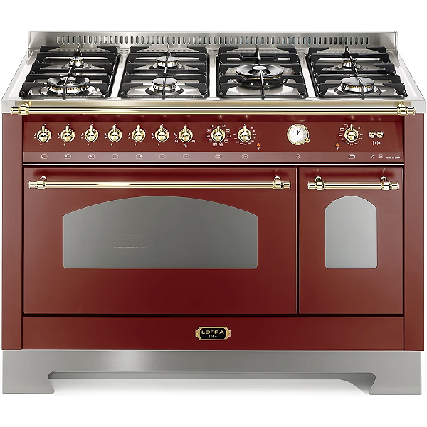 Fogão Embutível Lofra Dolcevita RRD126MFT+E2 Design Vintage 120cm - Duplo Forno com Churrasqueira, 7 Queimadores Profissionais, Segurança Gas-Stop, Sistema Easy-Clean