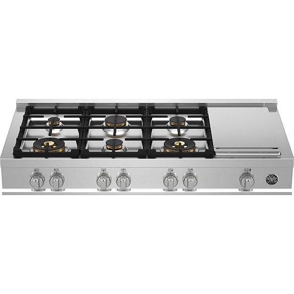 Rangetop Embutível Bertazzoni Master MAST486GRTBXT - Queimadores Dual Flame 5.000W, Grill Elétrico com 7 Níveis, Manípulos Alumínio, Segurança Gas-Stop