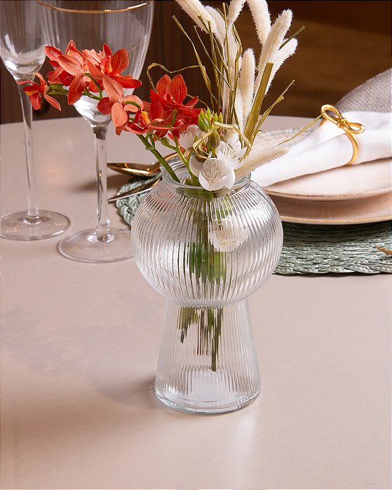 Vaso Decorativo Lines em Vidro 17cm x 11cm Wolff