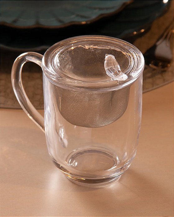 Caneca com Tampa e Filtro Bird 350ml em Cristal Wolff
