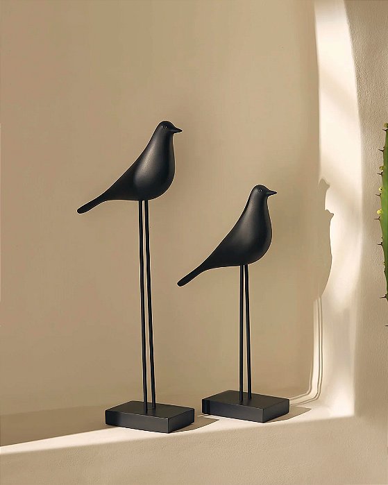 Escultura Decorativa Pássaro em Polirresina 15x8cm