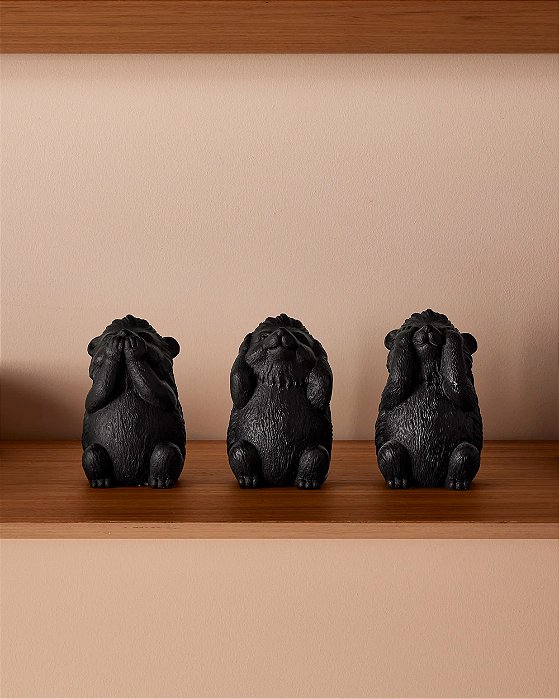 Kit Esculturas Ouriços em Cimento com 3 Peças Decorativas