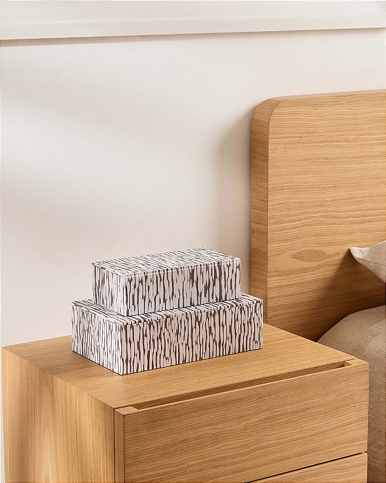 Kit Caixas Decorativas em MDF e Canvas Dourado com 2 Peças