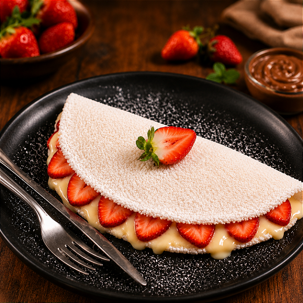 Tapioca Sensação de Morango (Morango + Leite Condensado)