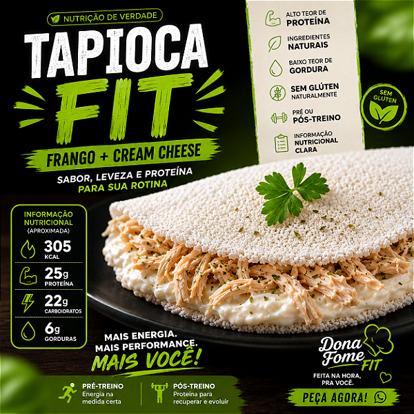 Tapioca Fit – Frango Desfiado + Cream Cheese