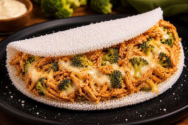 Tapioca Frango Cremoso com Brócolis ( frango, brocolis e Catupiry)