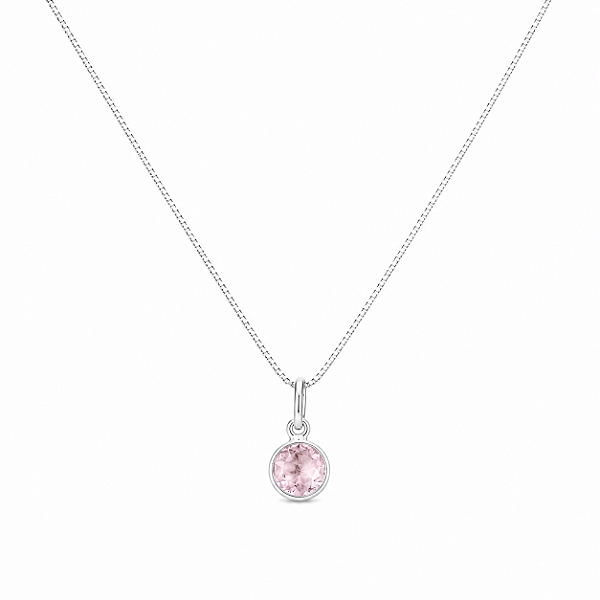 COLAR COM PINGENTE REDONDO ROSA