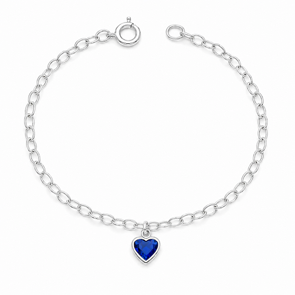 Pulseira Coração Azul em Prata 925