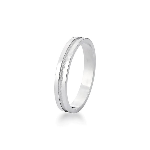 Aliança 3mm com Friso Diamantado em Prata 925