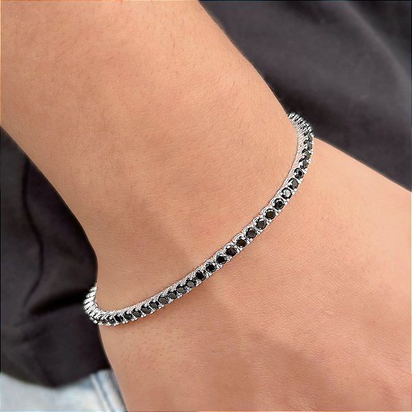 Pulseira Riviera Zircônia Preta em Prata 925