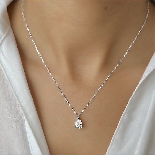 GARGANTILHA PRATA CARTIER GOTA MOISSANITE 6*9MM