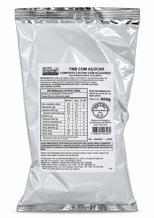 FMB com açúcar - composto lácteo com açúcares 500g x2 ( 01 kg)