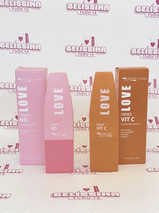 Primer Facial Max Love LOVE HD 30ml * Primer Facial Max Love LOVE Vitamina C 30ml