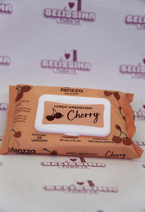 Lenço Umedecido Fenzza Cherry: Nome objetivo e direto para identificação imediata na loja.