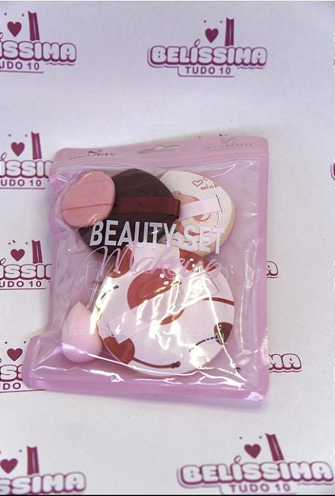 Kit Esponjas e Almofadas Beauty Set Makeup