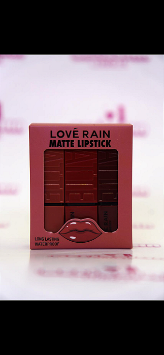 Batom Matte Lové Rain (3 Cores) – Longa Duração e À Prova D'Água
