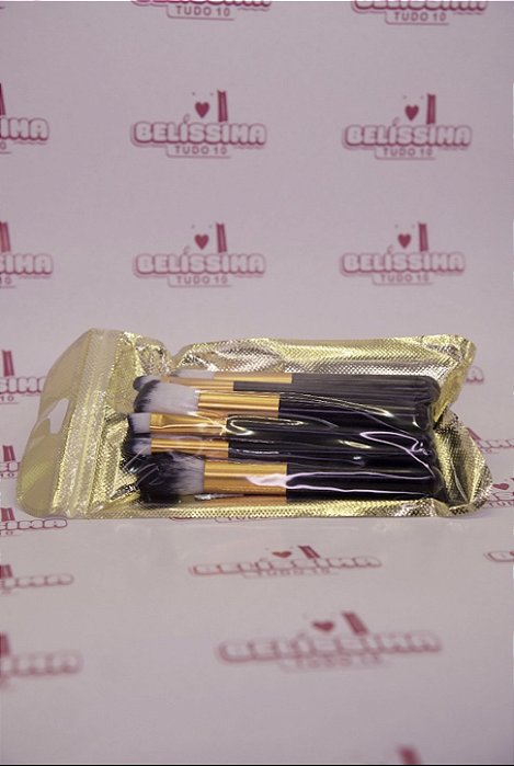 Kit de Pincéis para Maquiagem com Estojo Dourado