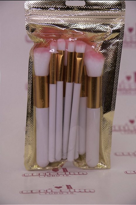 Kit de Pincéis para Maquiagem Branco e Dourado