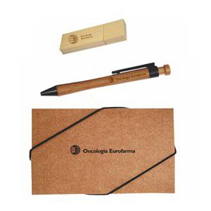 S81 - kit com caneta de bambu e pendrive de bambu 2