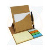 S422 - Bloco de anotação com post-it (50 folhas amarelas), marcadores coloridos (25 folhas) e caneta, material reciclado